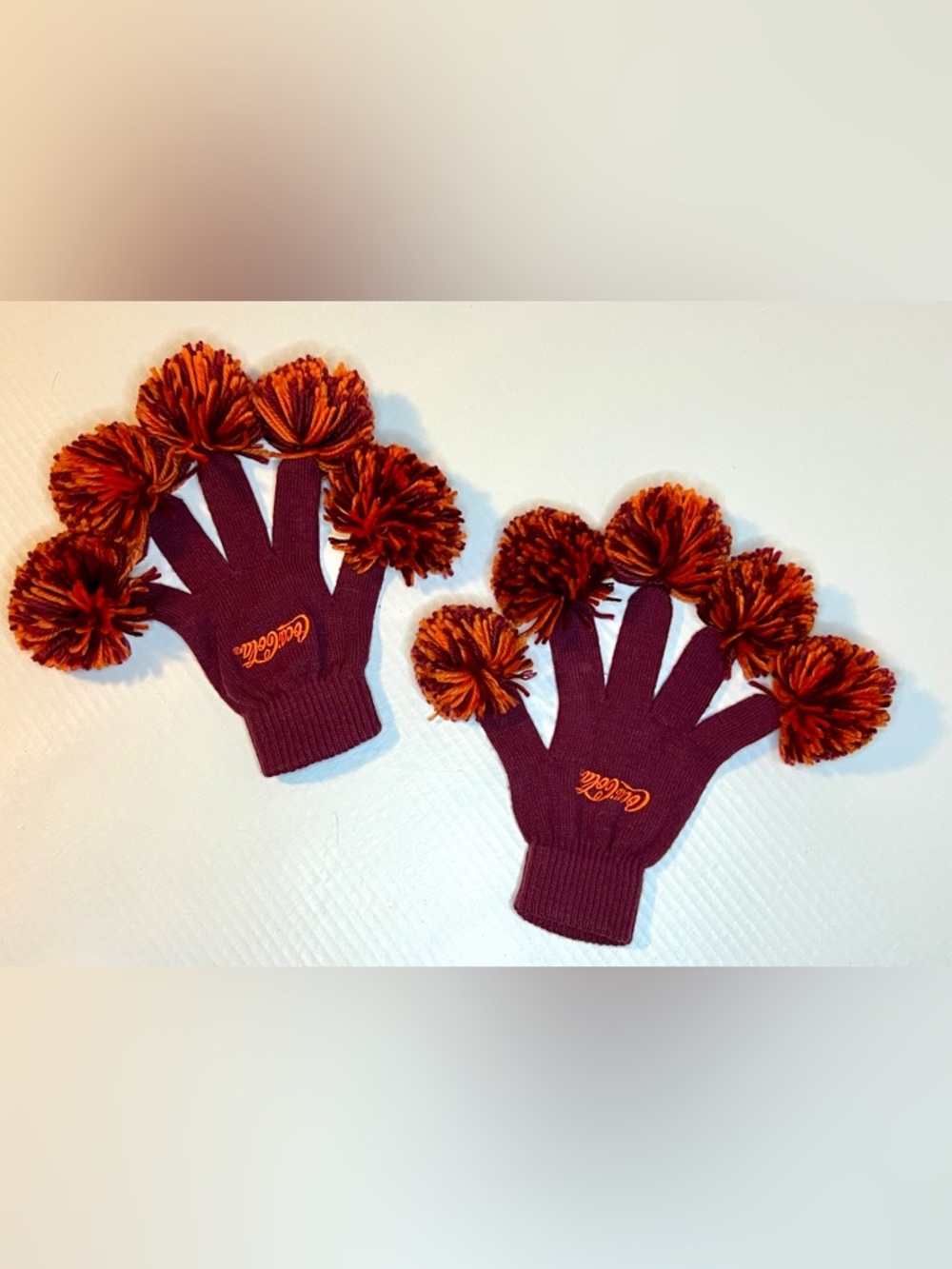 Spirit Fingerz Virginia Tech VT Hokies Coca Cola Coke Pom Pom Gloves COLLECTIBLE